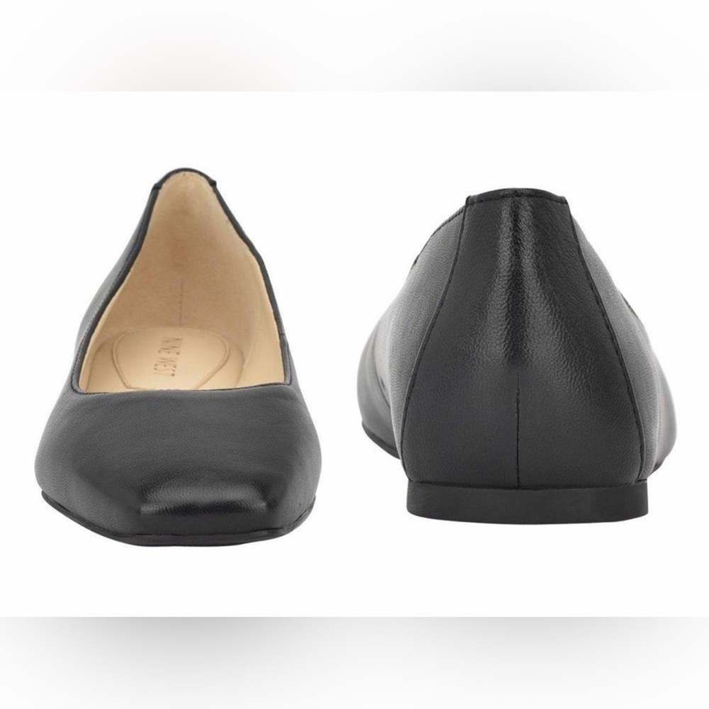 Nine West Womens WNALENA Ballet Flat Black Leather Shoes Size 8.5 NEW